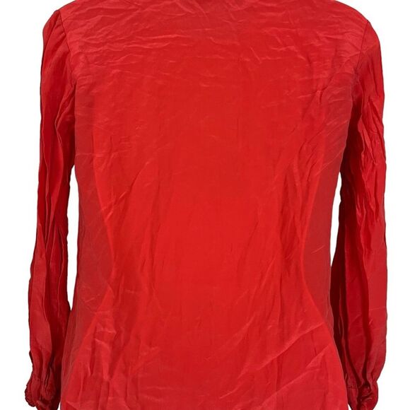 JADE LANTERN Pure Silk Vintage Red Button Up Shirt Top Embroidered Whimsigoth 6 - Picture 14 of 16